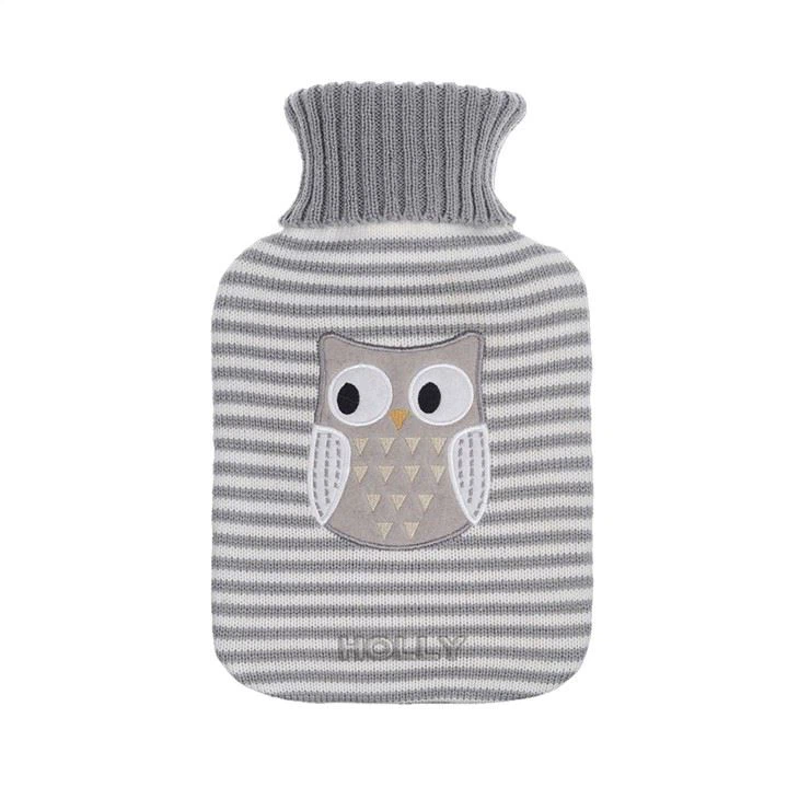 Owl Pattern Knitted Hot Water Bottle Cover