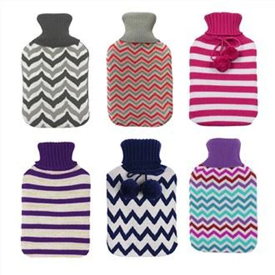 Penutup Botol Air Panas Knitted Corak Stripe